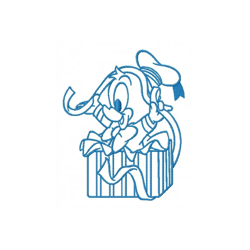 Preview of Donald with ribbon 2 embroidery design from the Duck Tales collection, showcasing a vibrant stitched motif.