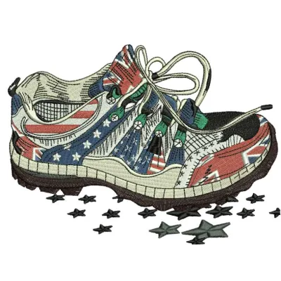 Preview of British cross shoes embroidery design, featuring intricate stitching patterns for creative projects.