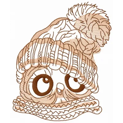 Preview of the Snowy Owl Sweetheart embroidery design, showcasing an adorable owl motif perfect for various projects.