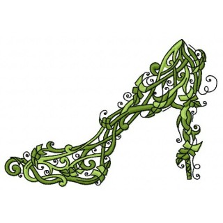 Floral high heel shoe embroidery design - Embroidery Design