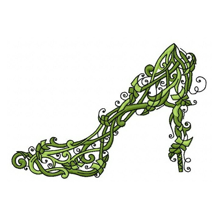 Floral high heel shoe embroidery design - Embroidery Design
