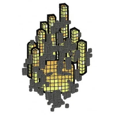 Flying blocks embroidery design inspired by Minecraft, showcasing intricate stitching patterns for creative projects.