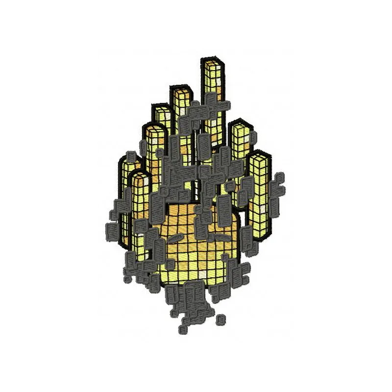 Flying blocks embroidery design inspired by Minecraft, showcasing intricate stitching patterns for creative projects.