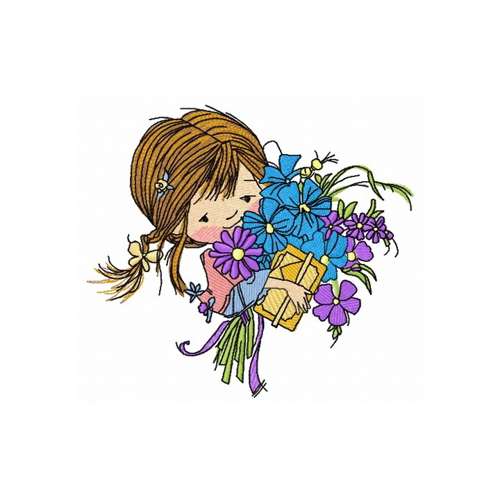 Girl's birthday 5 embroidery design - Embroidery Design