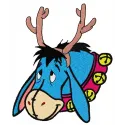 Eeyore with deer horns embroidery design, a whimsical holiday pattern for festive stitching projects.
