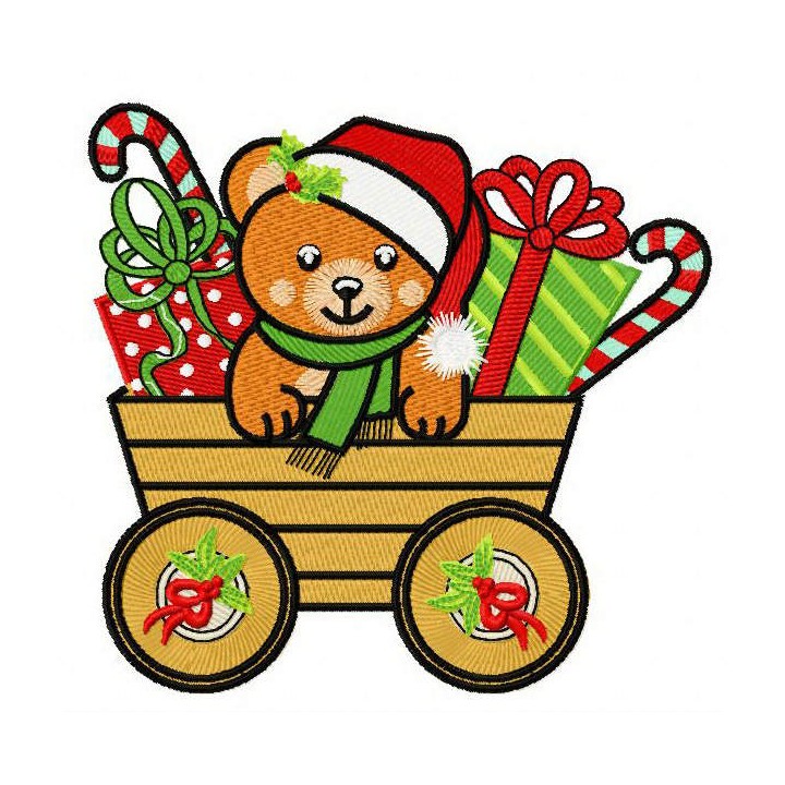 Christmas teddy bear 4 embroidery design - Embroidery Design