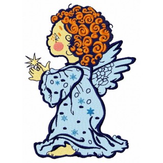 Angel with star 2 embroidery design - Embroidery Design