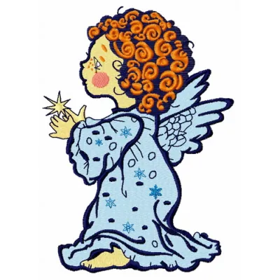Preview of Angel with Star 2 embroidery design featuring a celestial angel motif for stitching on various fabrics.