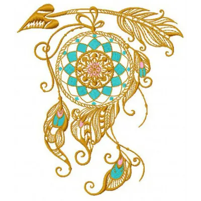 Dreamcatcher 14 embroidery design featuring intricate Native American motifs for crafting and stitching projects.