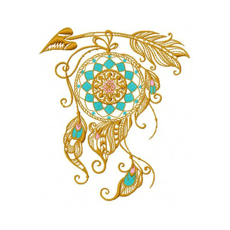 Dreamcatcher 14 embroidery design featuring intricate Native American motifs for crafting and stitching projects.
