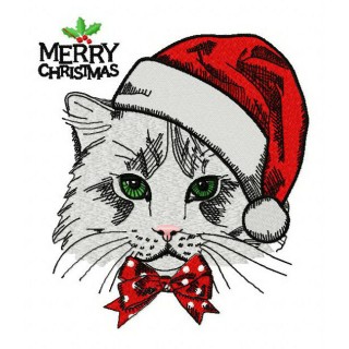 Christmas cat embroidery design - Embroidery Design