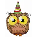 Owl's first birthday embroidery design featuring a whimsical owl motif, ideal for baby onesies or birthday decorations.