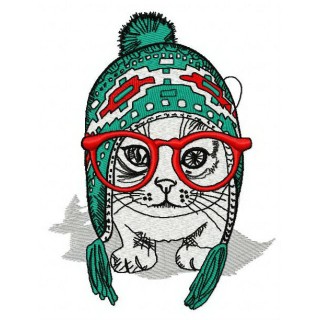 Fashion cat embroidery design - Embroidery Design