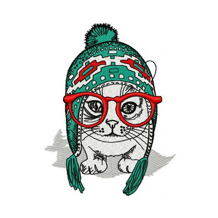 Fashion cat embroidery design - Embroidery Design