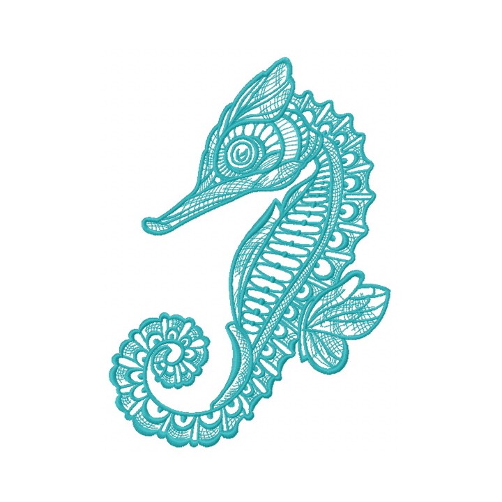 Mosaic sea horse 2 embroidery design - Embroidery Design