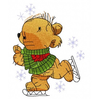 Teddy bear skating 4 embroidery design - Embroidery Design