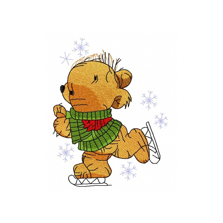 Teddy bear skating 4 embroidery design - Embroidery Design