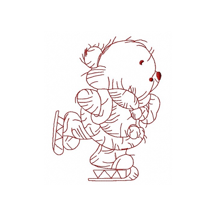 Teddy bear skating 3 embroidery design - Embroidery Design