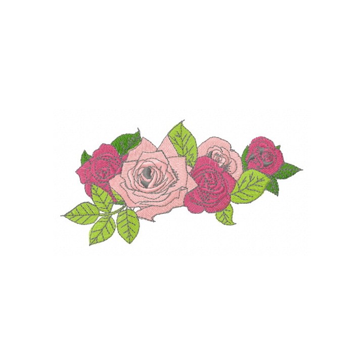 Wreath of roses embroidery design - Embroidery Design