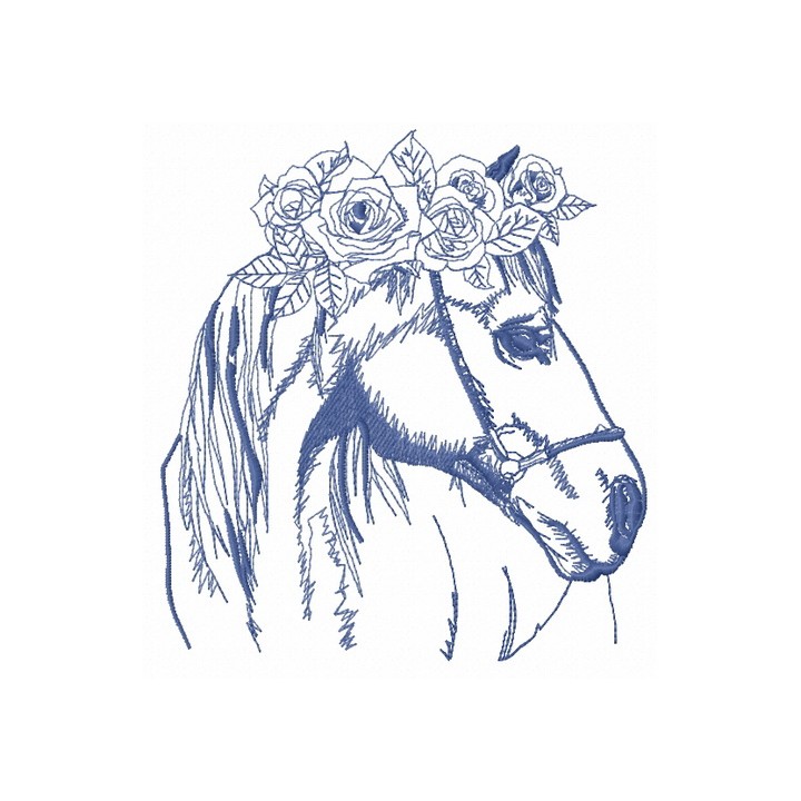 Horse with wreath of roses 2 embroidery design - Embroidery Design