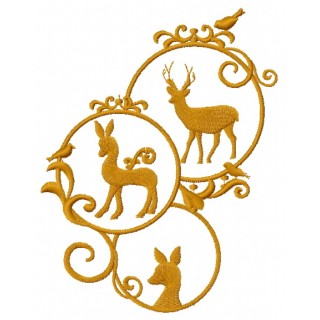 Christmas decoration with deer 4 embroidery design - Embroidery Design