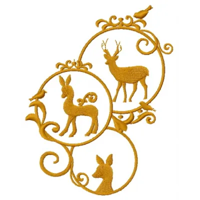 Embroidery design preview of a Christmas decoration featuring a deer, ideal for holiday crafting.