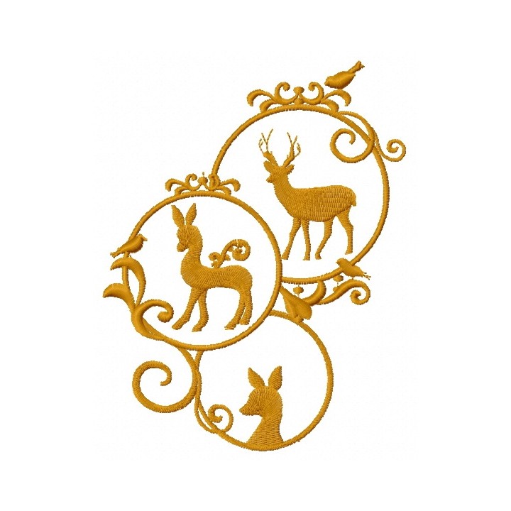 Christmas decoration with deer 4 embroidery design - Embroidery Design