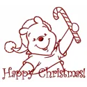 Winnie the Pooh wearing a Santa hat, digital embroidery design for Christmas projects and festive stitching.