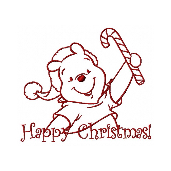 Winnie the Pooh in santa hat 2 embroidery design - Embroidery Design