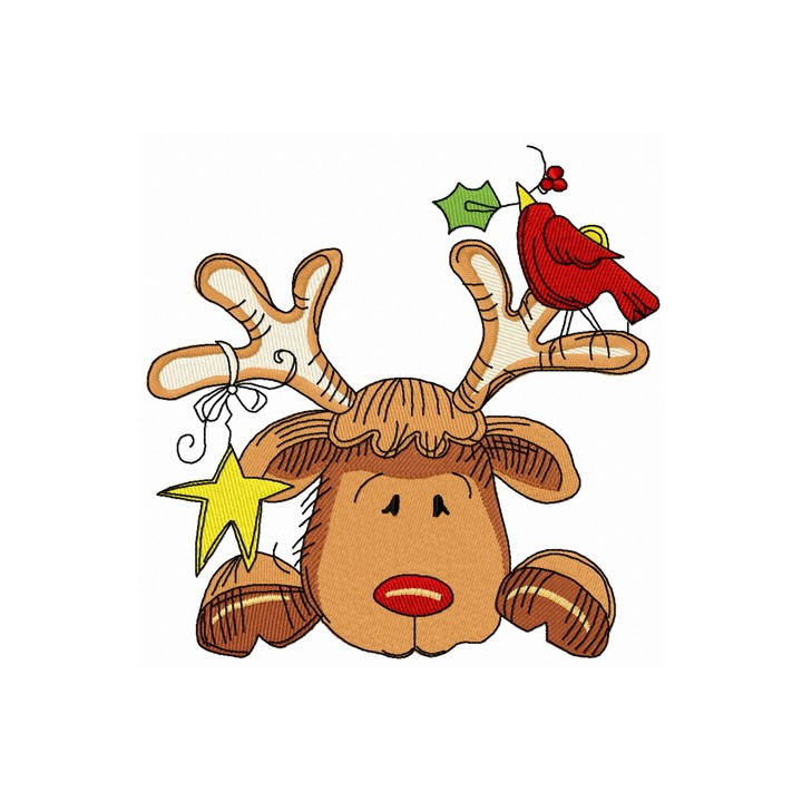 Sad Christmas deer 2 embroidery design - Embroidery Design
