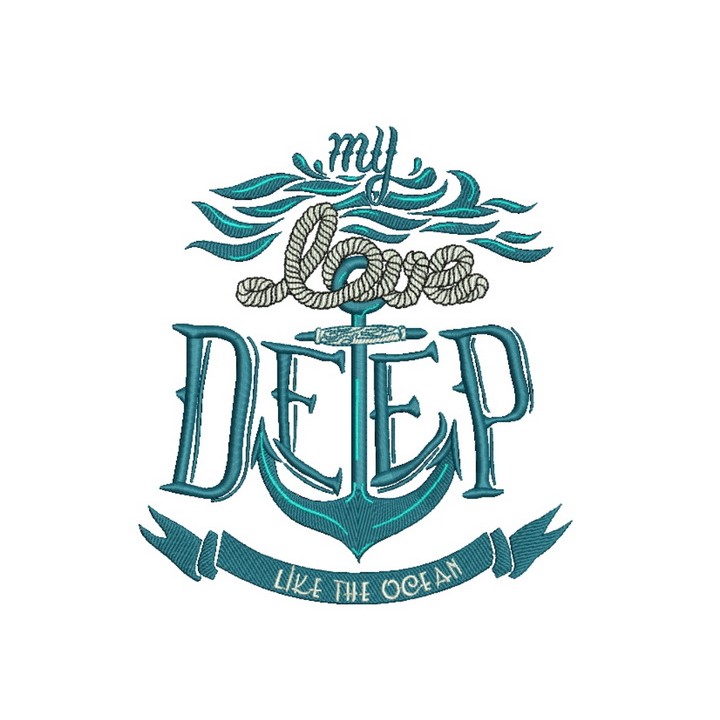 Love deep like ocean embroidery design - Embroidery Design