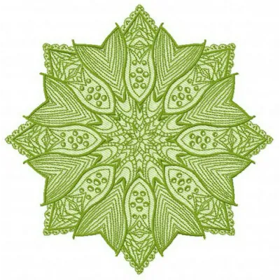 Fish-tailed decoration embroidery design preview featuring intricate doily and snowflake patterns.