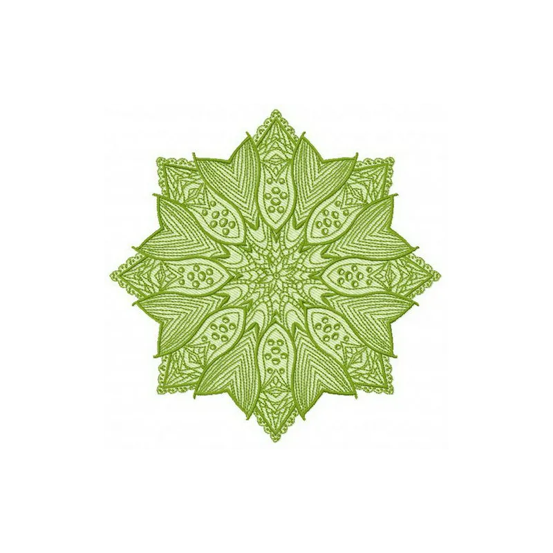 Fish-tailed decoration embroidery design preview featuring intricate doily and snowflake patterns.