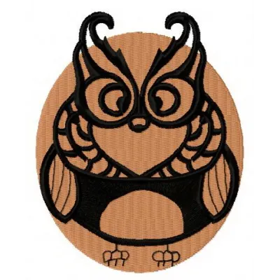 Preview of a brown owl embroidery design, showcasing intricate stitching patterns ideal for various fabric projects.