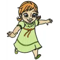 Preview of Anna running embroidery design from Frozen, showcasing a vibrant stitched motif for creative projects.