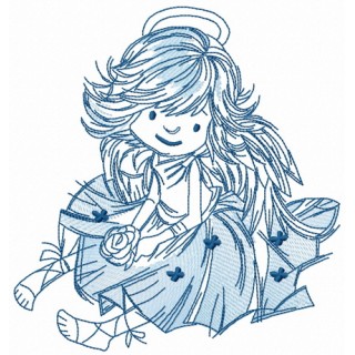 Adorable angel with rose 3 embroidery design - Embroidery Design