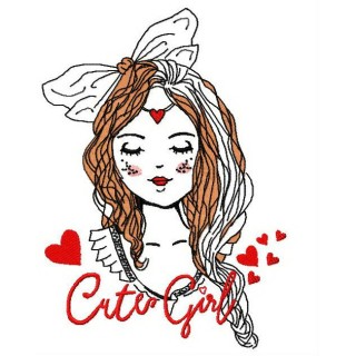 Cute girl embroidery design - Embroidery Design