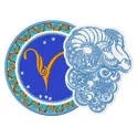 Aries zodiac sign embroidery design featuring intricate detailing, perfect for stitching on t-shirts or tote bags.