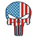 USA flag Punisher embroidery design showcasing a bold stitched motif for gaming enthusiasts.