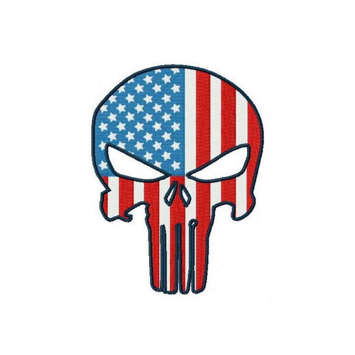 USA flag Punisher embroidery design - Embroidery Design