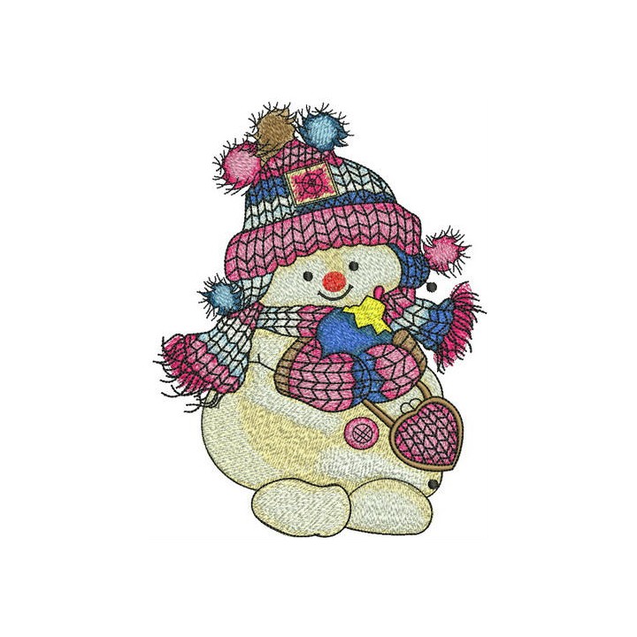 Snowman with Christmas ball embroidery design - Embroidery Design