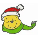 Preview of Pooh's knitted green scarf embroidery design, a festive motif perfect for Christmas projects.