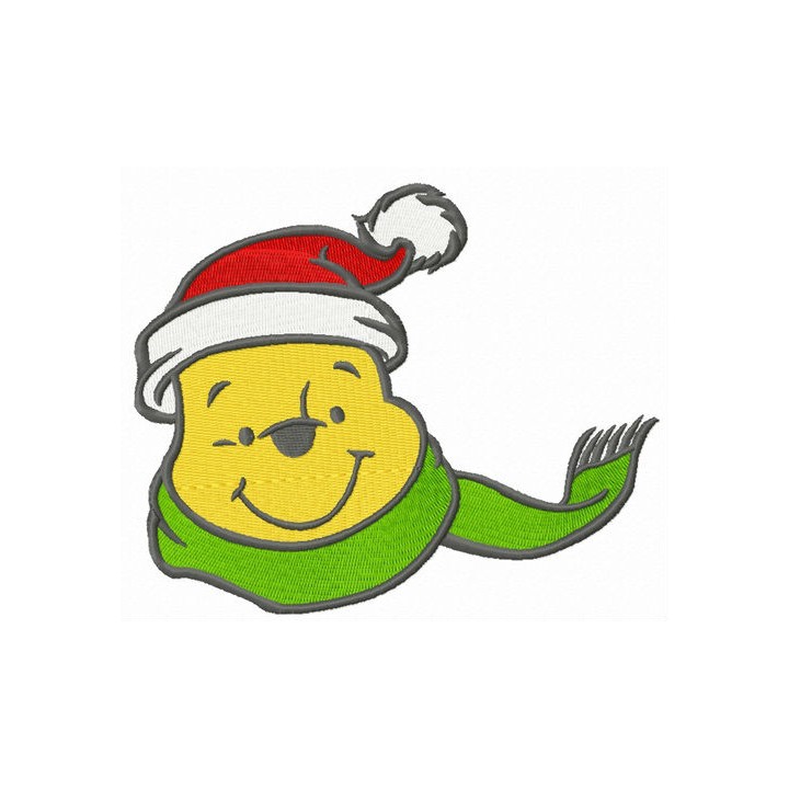 Pooh's knitted green scarf embroidery design - Embroidery Design