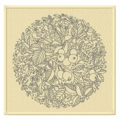 Preview of a colorful fruit decoration embroidery design showcasing vibrant stitched motifs for creative projects.