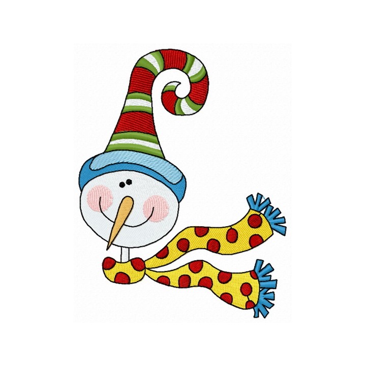 Snowman with funny hat embroidery design - Embroidery Design