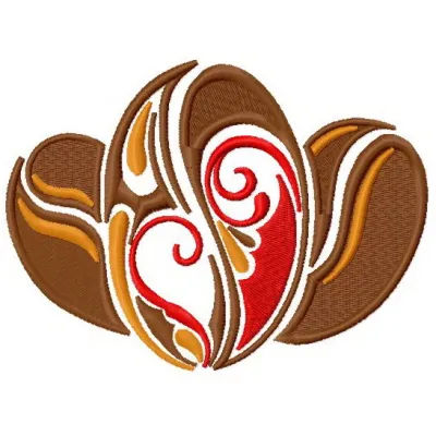Coffee beans embroidery design showcasing intricate stitching patterns for coffee lovers.
