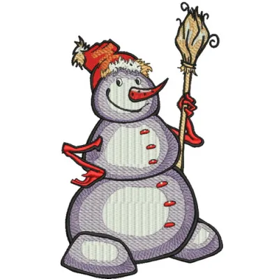 Happy snowman embroidery design featuring a cheerful snowman, ideal for embellishing winter apparel and décor.