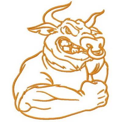 Angry bull embroidery design showcasing a fierce bull motif ideal for farm-themed projects.