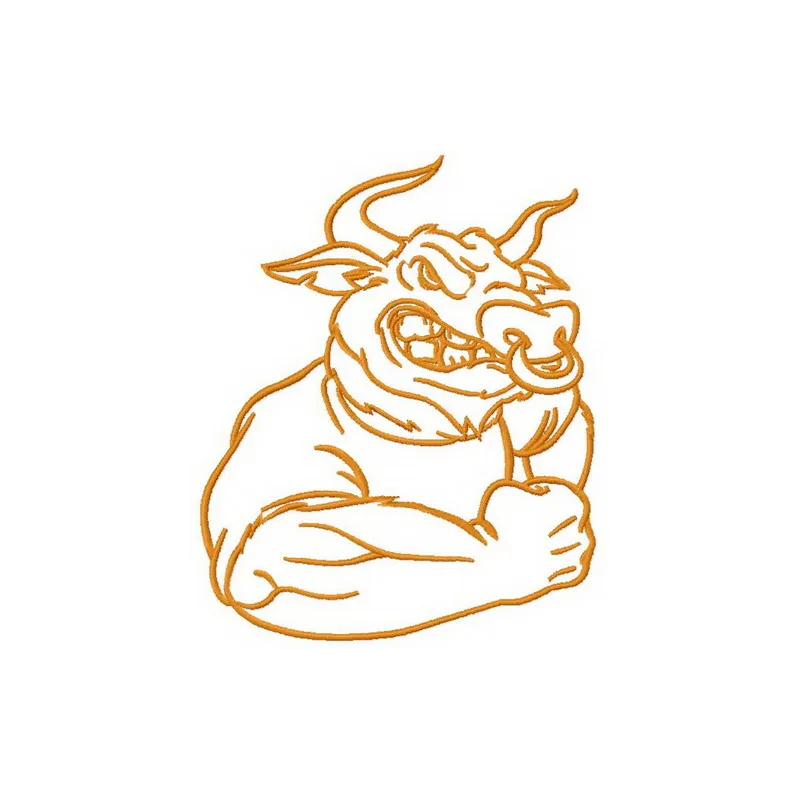 Angry bull embroidery design showcasing a fierce bull motif ideal for farm-themed projects.