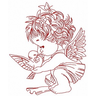 Angel with pigeon 2 embroidery design - Embroidery Design